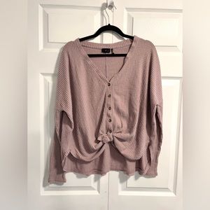 Oversized Dusty Pink Tie Bottom Thermal